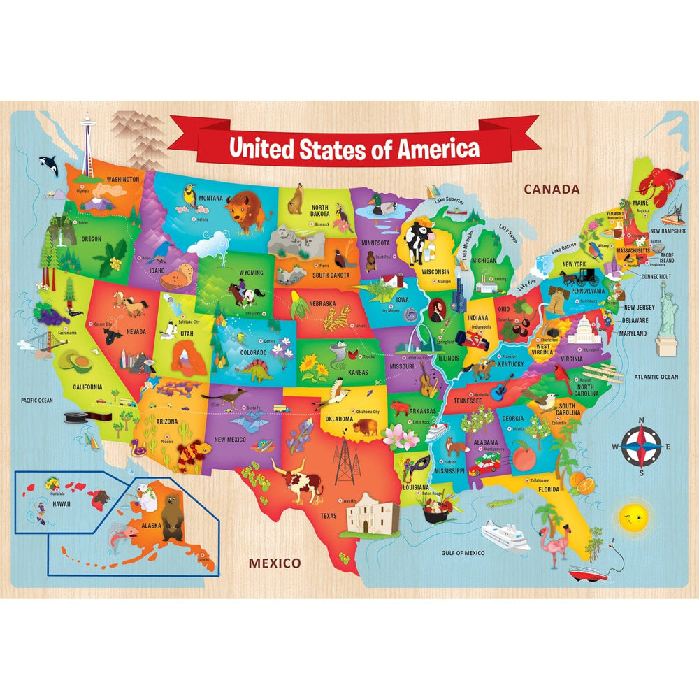 USA Map - 44 Piece Wood Jigsaw Puzzle (ONLINE ORDER ONLY)