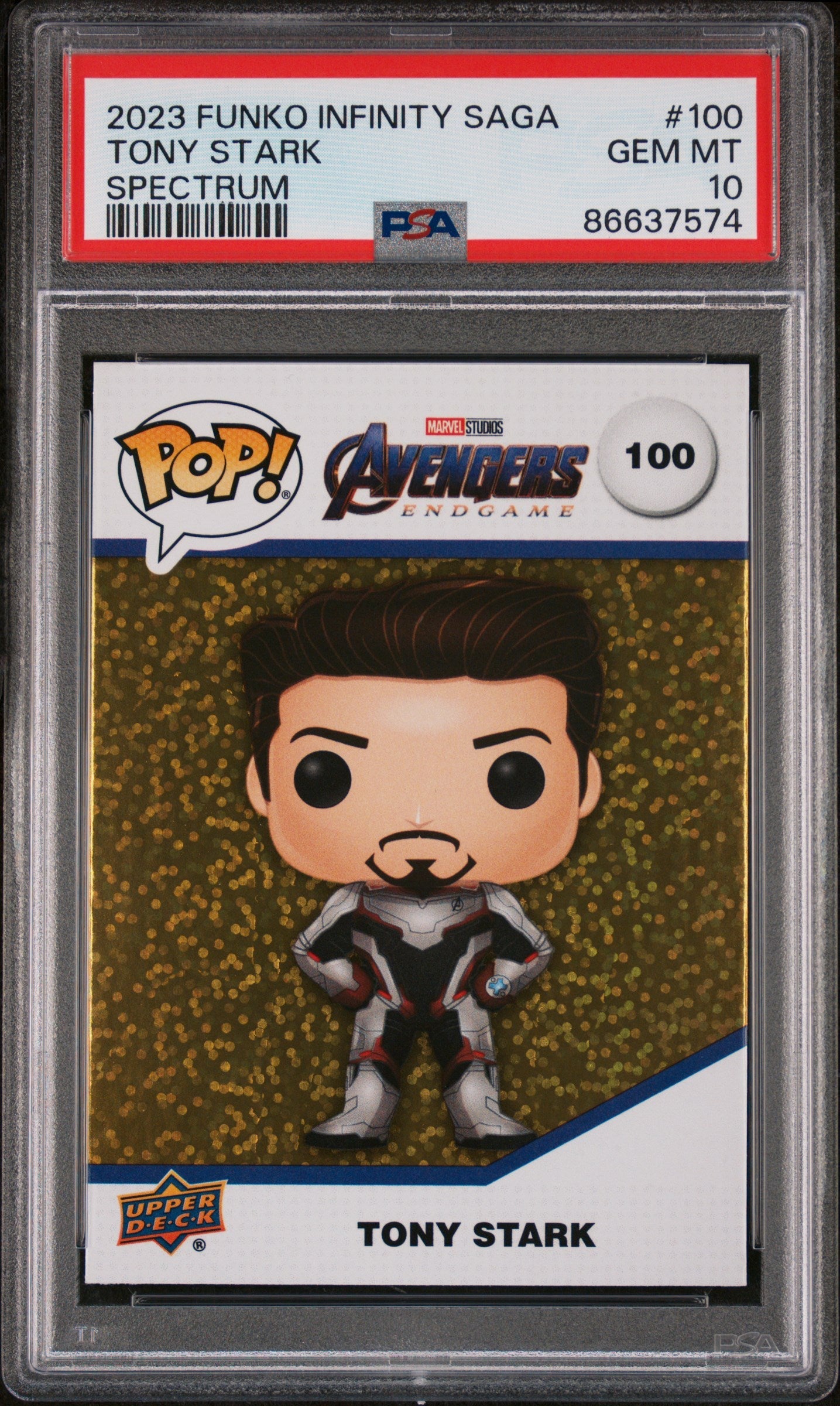2023 UPPER DECK FUNKO POP MARVEL  TONY STARK SPECTRUM #100  PSA 10 (Online Order Only)