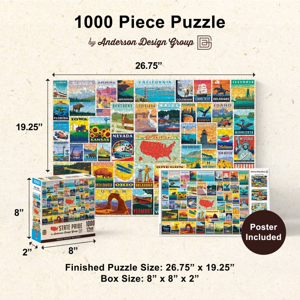 Vintage Posters - State Pride 1000 Piece Jigsaw Puzzle