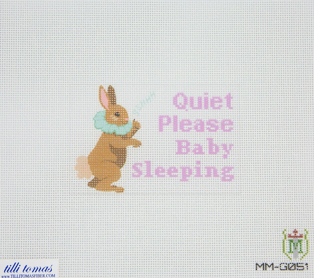 “Baby Sleeping” Bunny Needlepoint Canvas – 4.25"x2.75", 18 Mesh by Misty Morrow (ONLINE ORDER ONLY)