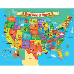 Explorers - USA Map 60 Piece Kids Jigsaw Puzzle (ONLINE ORDER ONLY)