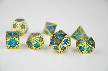 Gilded Permafrost Forged in Frost Dice Set (Resin Dice Encased in Metal) (Online Only)