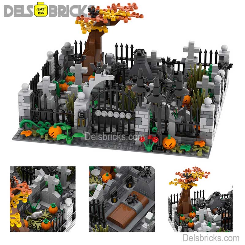 Halloween Cemetary Playset - New Lego Minifigures Horror Custom Toys (ONLINE ORDER ONLY)