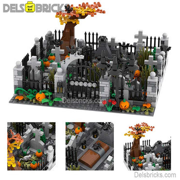 Halloween Cemetary Playset - New Lego Minifigures Horror Custom Toys (ONLINE ORDER ONLY)