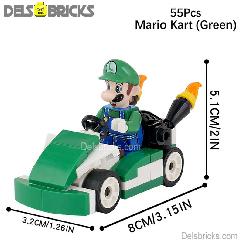 Luigi Kart Brothers Super Mario Lego Minifigures Custom Toys (ONLINE ORDER ONLY)