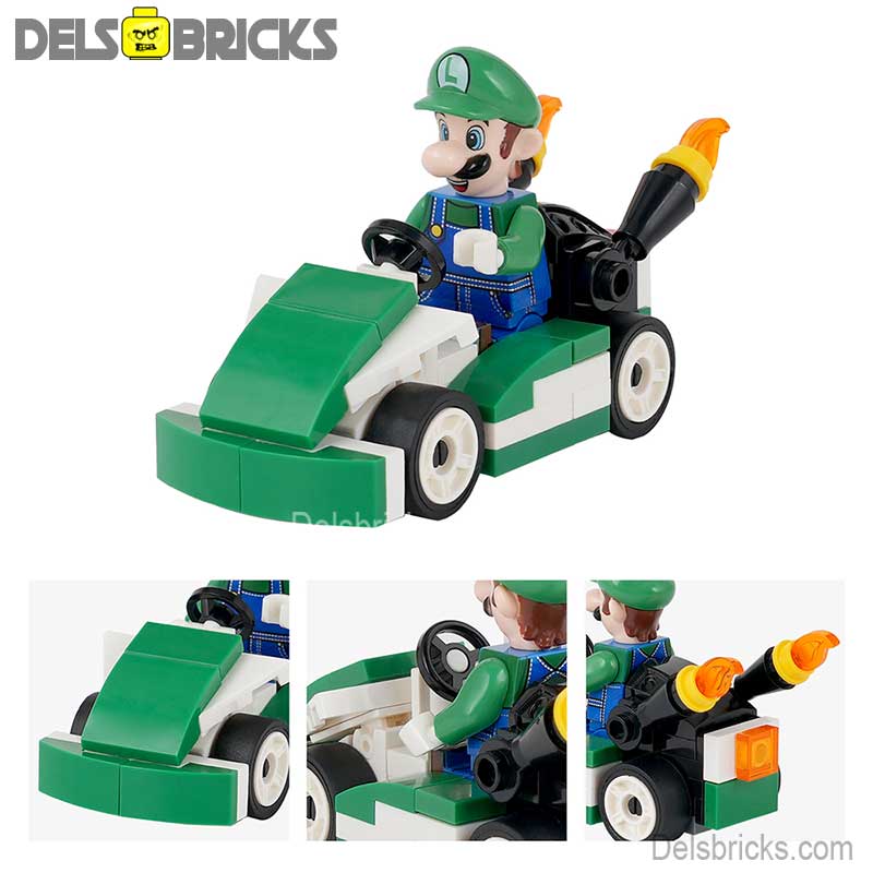 Luigi Kart Brothers Super Mario Lego Minifigures Custom Toys (ONLINE ORDER ONLY)