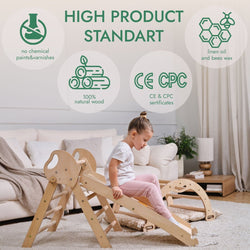 4in1 Montessori Climbing Set: Pikler Triangle, Arch, Slide Board, and Cushion for Toddlers (1–3 Years) (ONLINE ORDER ONLY)