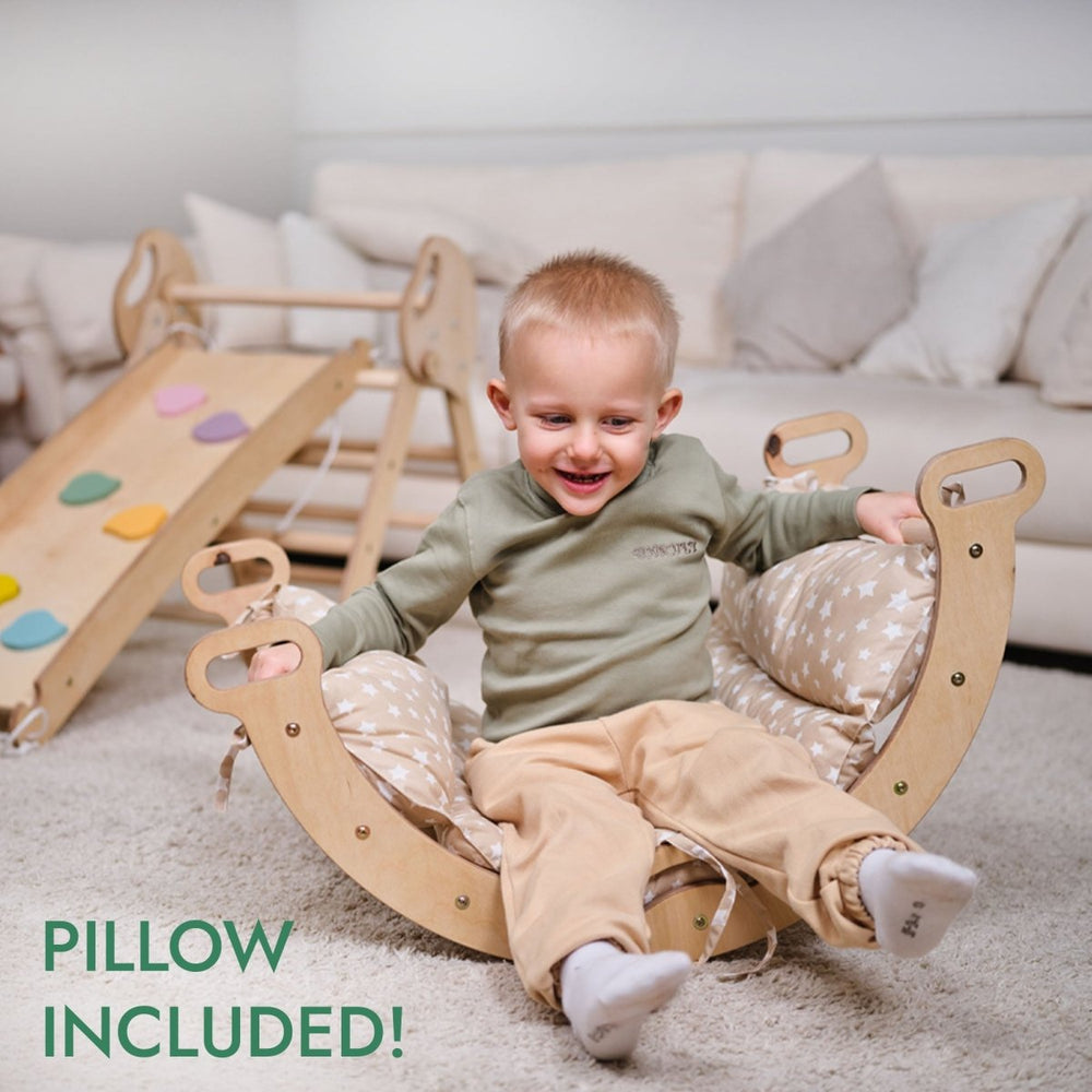 4in1 Montessori Climbing Set: Pikler Triangle, Arch, Slide Board, and Cushion for Toddlers (1–3 Years) (ONLINE ORDER ONLY)