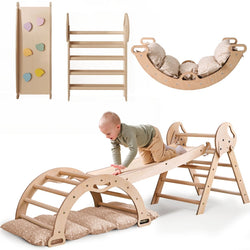 4in1 Montessori Climbing Set: Pikler Triangle, Arch, Slide Board, and Cushion for Toddlers (1–3 Years) (ONLINE ORDER ONLY)