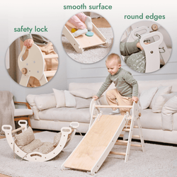 4in1 Montessori Climbing Set: Pikler Triangle, Arch, Slide Board, and Cushion for Toddlers (1–3 Years) (ONLINE ORDER ONLY)