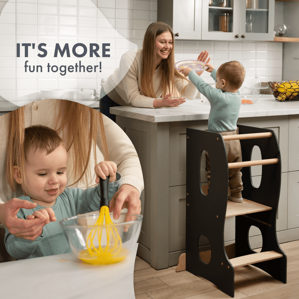Stable Montessori Tower: Wooden Growing Chair - Grey (ONLINE ORDER ONLY)