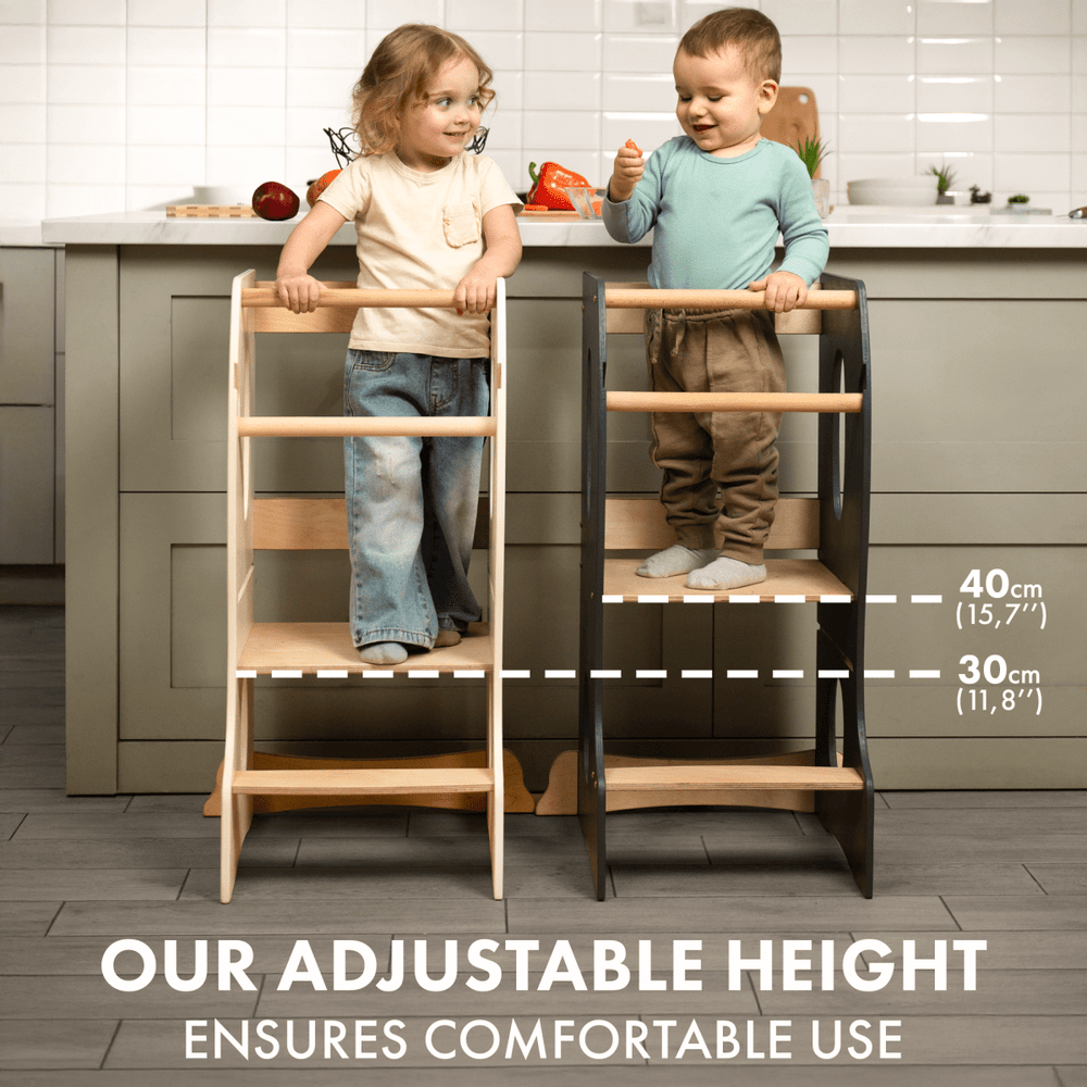 Stable Montessori Tower: Wooden Growing Chair - Grey (ONLINE ORDER ONLY)