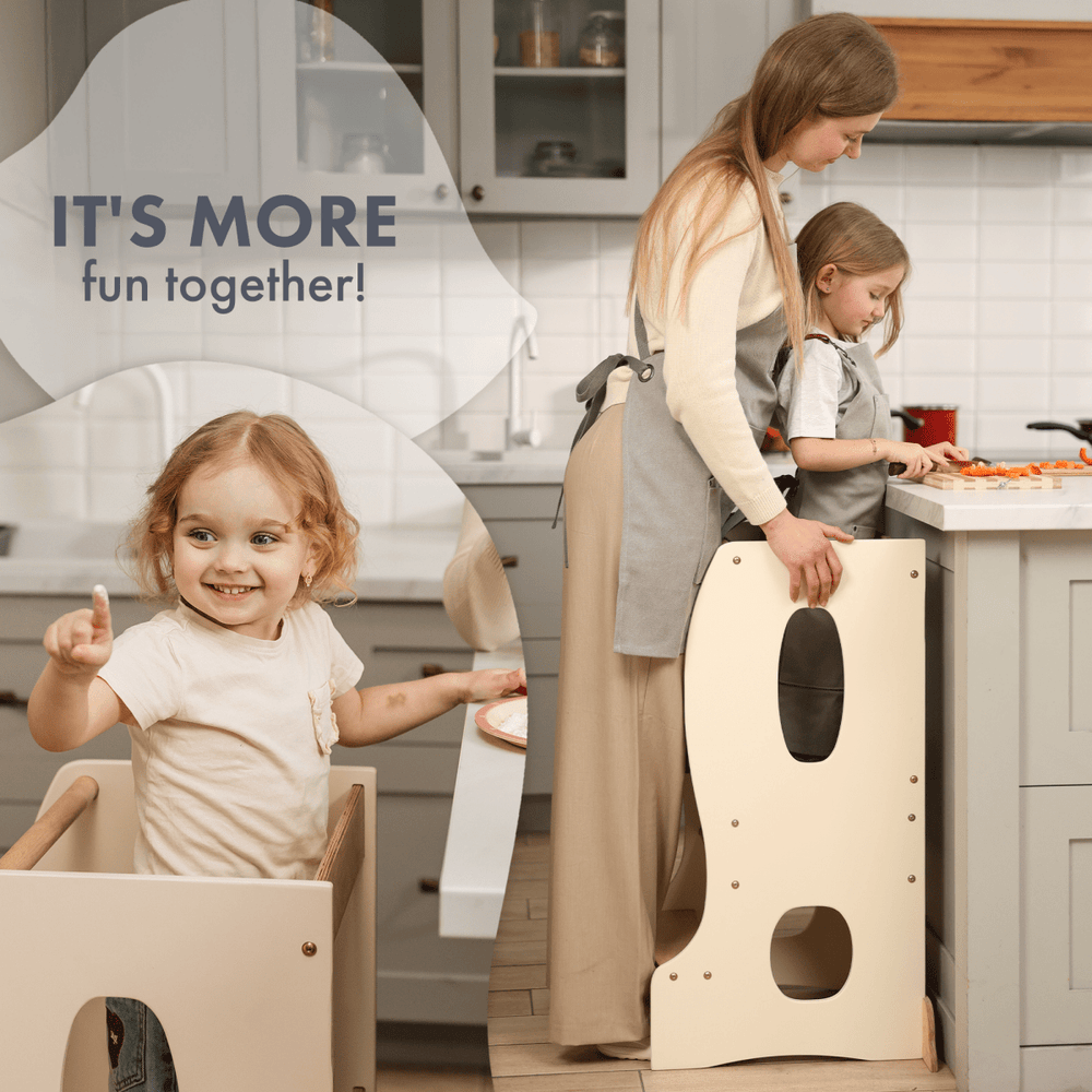 Stable Montessori Tower: Wooden Growing Chair - Ivory (ONLINE ORDER ONLY)
