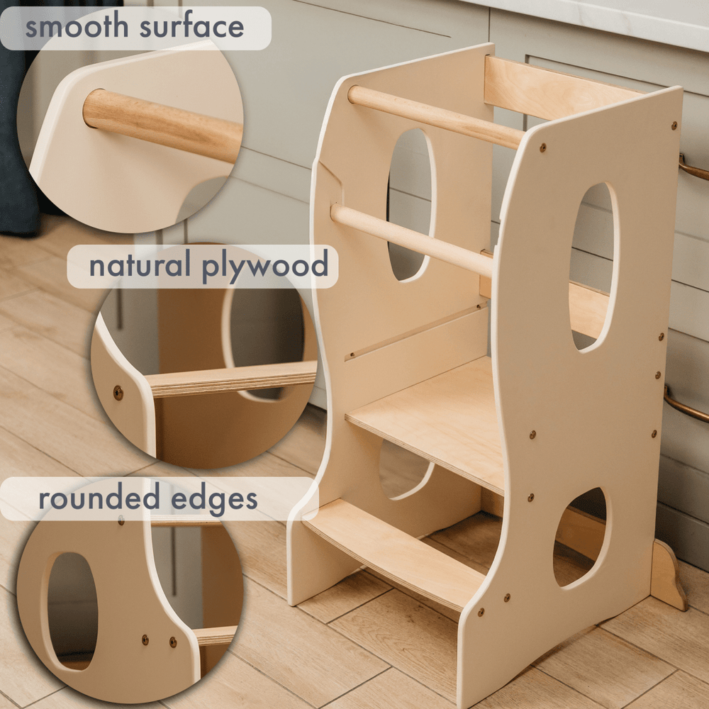 Stable Montessori Tower: Wooden Growing Chair - Ivory (ONLINE ORDER ONLY)