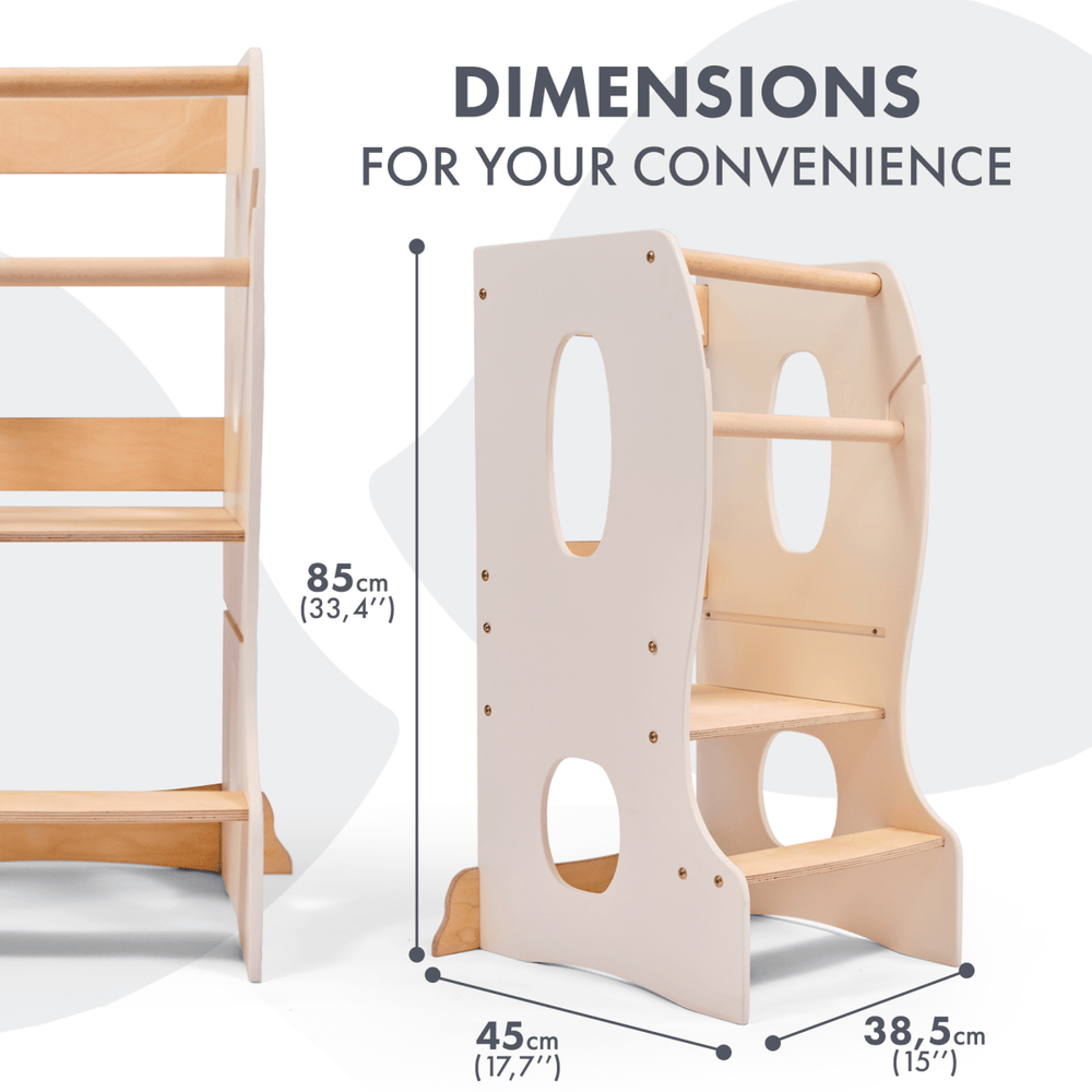 Stable Montessori Tower: Wooden Growing Chair - Ivory (ONLINE ORDER ONLY)