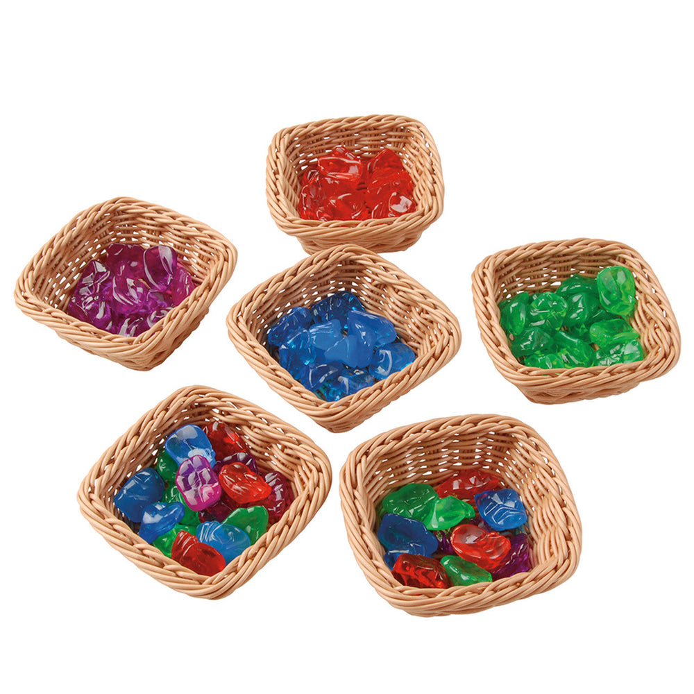Basket: 5" Square Plastic Woven Baskets Set/6 (ONLINE ORDER ONLY)