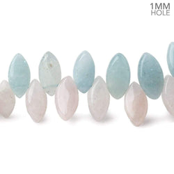 Multi Beryl top drilled plain marquise beads 16 inch 86 large hole beads A (ONLINE ORDER ONLY)