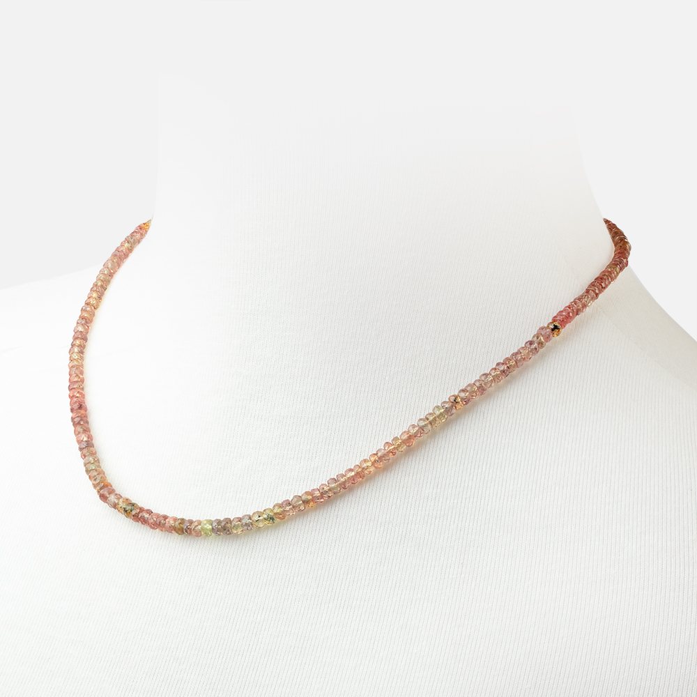 Multi Color Songea Sapphire Faceted Rondelle Necklace with a 14kt Gold Clasp AAA (ONLINE ORDER ONLY)