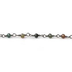 3mm Multi Color Tourmaline micro-faceted round Black Gold plated Chain by the foot 40 beads (ONLINE ORDER ONLY)