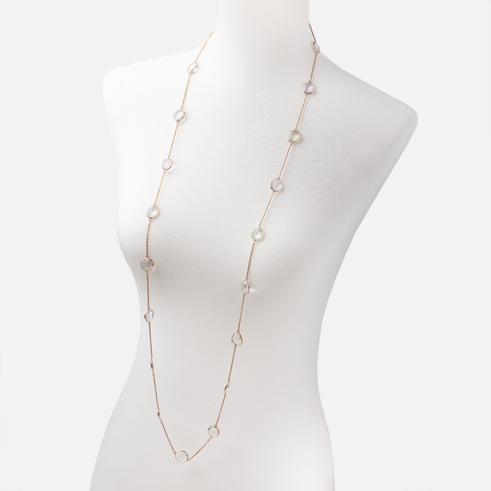 Multi Gemstone Faceted Nugget Vermeil Bezel Chain Necklace (ONLINE ORDER ONLY)