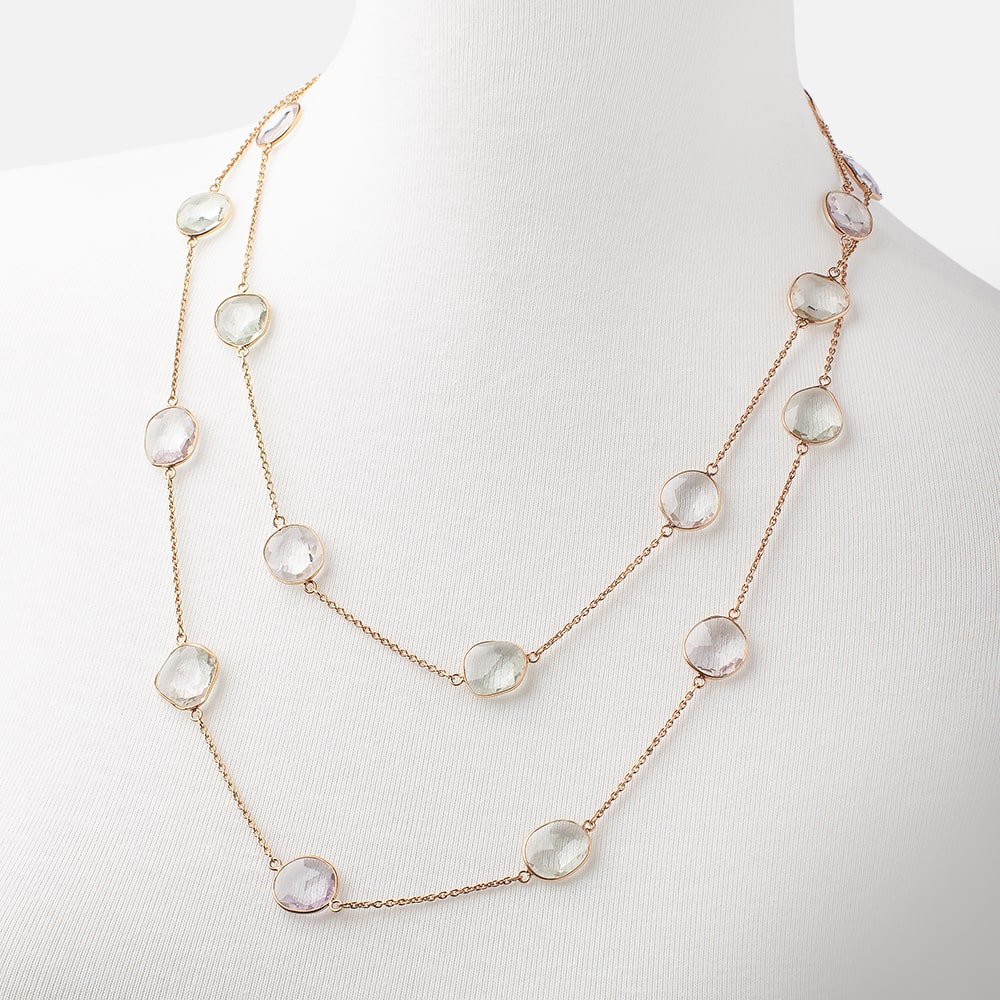 Multi Gemstone Faceted Nugget Vermeil Bezel Chain Necklace (ONLINE ORDER ONLY)