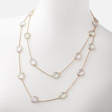 Multi Gemstone Faceted Nugget Vermeil Bezel Chain Necklace (ONLINE ORDER ONLY)