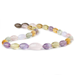 14-20mm Multi Gem concave checkerboard faceted marquise 16 inch 29 beads AAA (ONLINE ORDER ONLY)