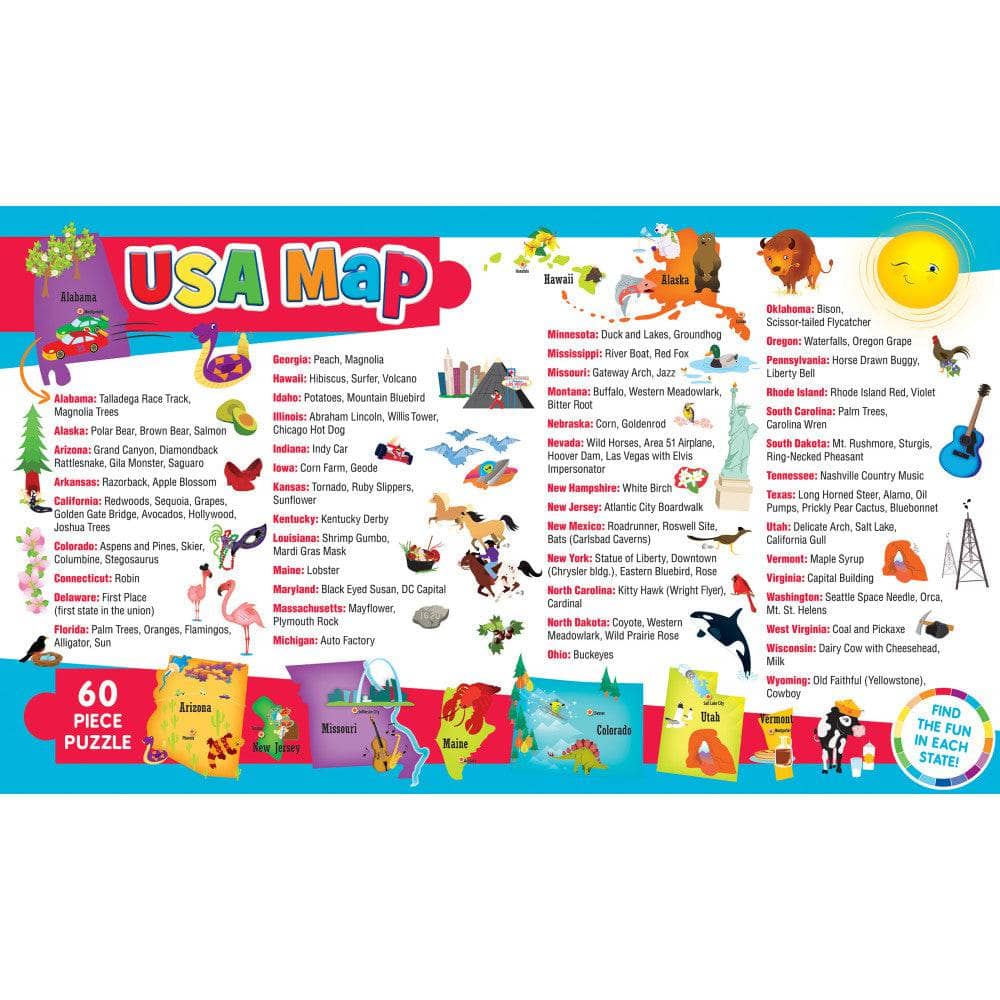 Explorers - USA Map 60 Piece Kids Jigsaw Puzzle (ONLINE ORDER ONLY)