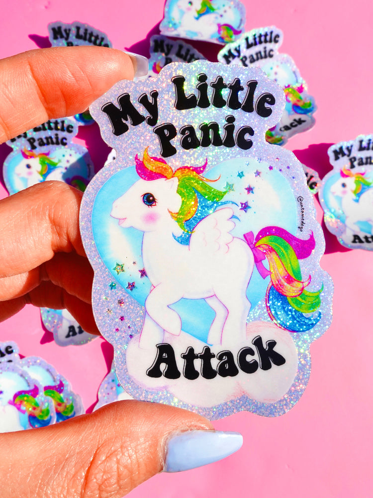 Funny Vinyl Sticker – My Little Panic Attack – Holographic Unicorn Waterproof Decal Sticker (Online Order Only)