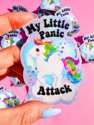 Funny Vinyl Sticker – My Little Panic Attack – Holographic Unicorn Waterproof Decal Sticker (Online Order Only)