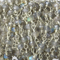 Mystic Labradorite Silver plated Wire Wrapped Chain (ONLINE ORDER ONLY)