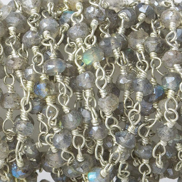Mystic Labradorite Silver plated Wire Wrapped Chain (ONLINE ORDER ONLY)