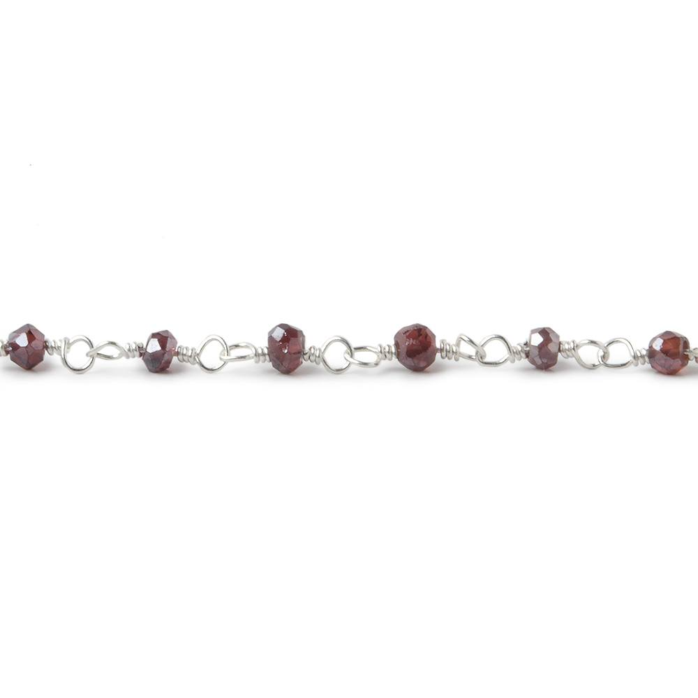 3mm Mystic Rhodolite Garnet faceted rondelles on Silver plated Chain (ONLINE ORDER ONLY)