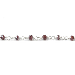 3mm Mystic Rhodolite Garnet faceted rondelles on Silver plated Chain (ONLINE ORDER ONLY)