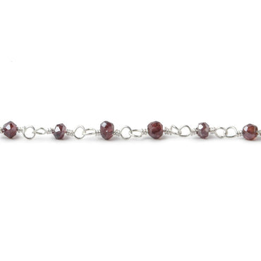 3mm Mystic Rhodolite Garnet faceted rondelles on Silver plated Chain (ONLINE ORDER ONLY)