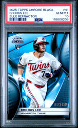 Graded 2025 Topps Chrome Black Brooks Lee #41 Blue Refractor /150 Rookie RC Baseball Card PSA 10 Gem Mint (ONLINE ORDER ONLY)
