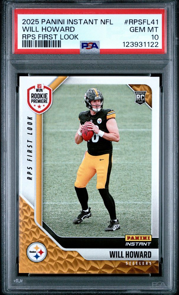 Graded 2025 Panini Instant Will Howard #RPSFL41 RPS First Look Rookie RC Football Card PSA 10 Gem Mint (ONLINE ORDER ONLY)