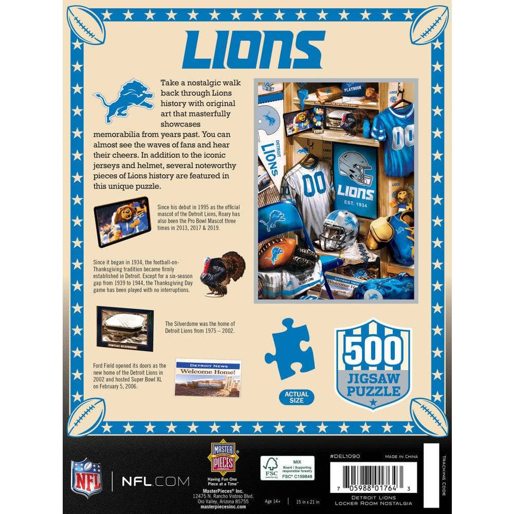 Detroit Lions - Locker Room 500 Piece Jigsaw Puzzle (ONLINE ORDER ONLY)