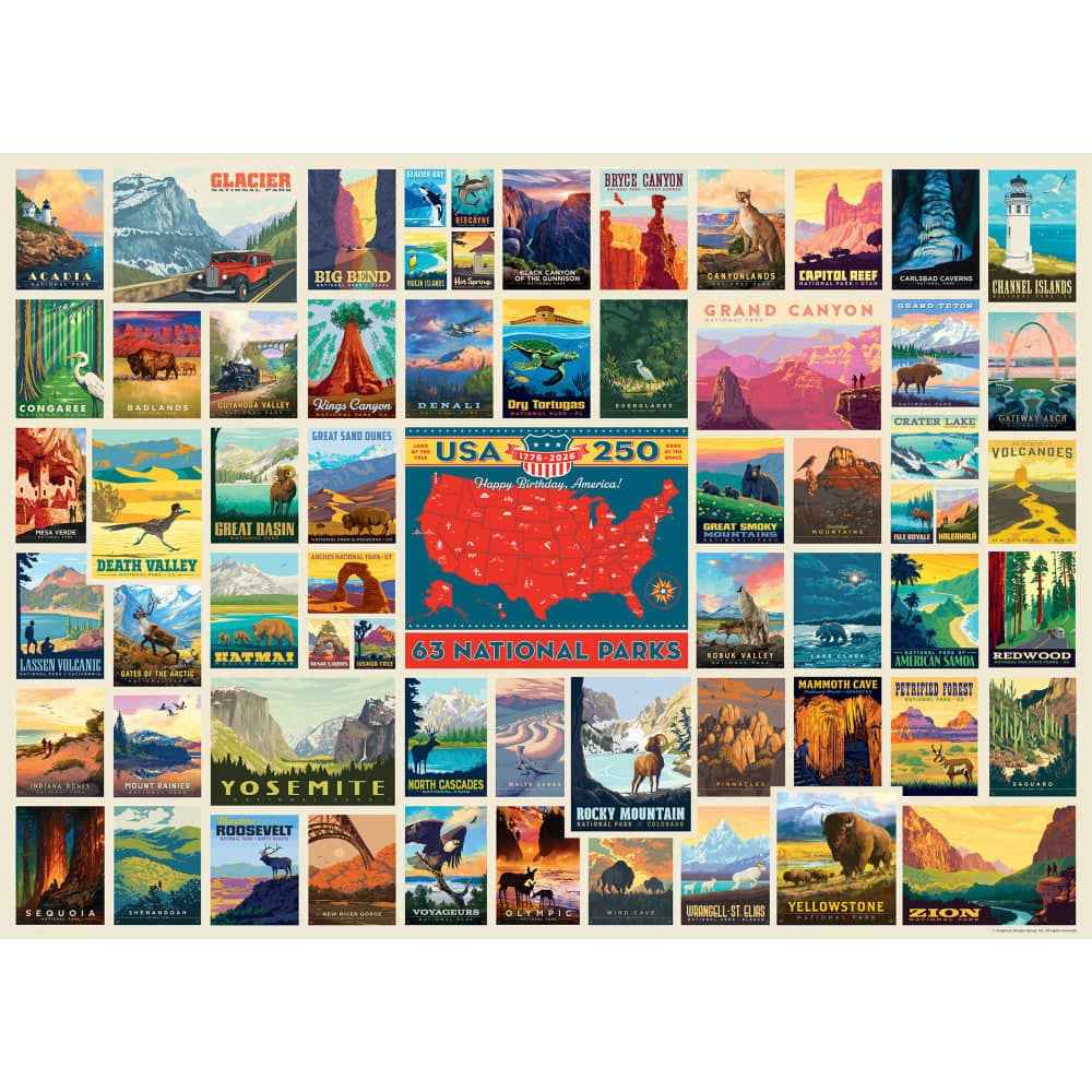 Vintage Posters - National Parks 250th Anniversary 1000 Piece Jigsaw Puzzle
