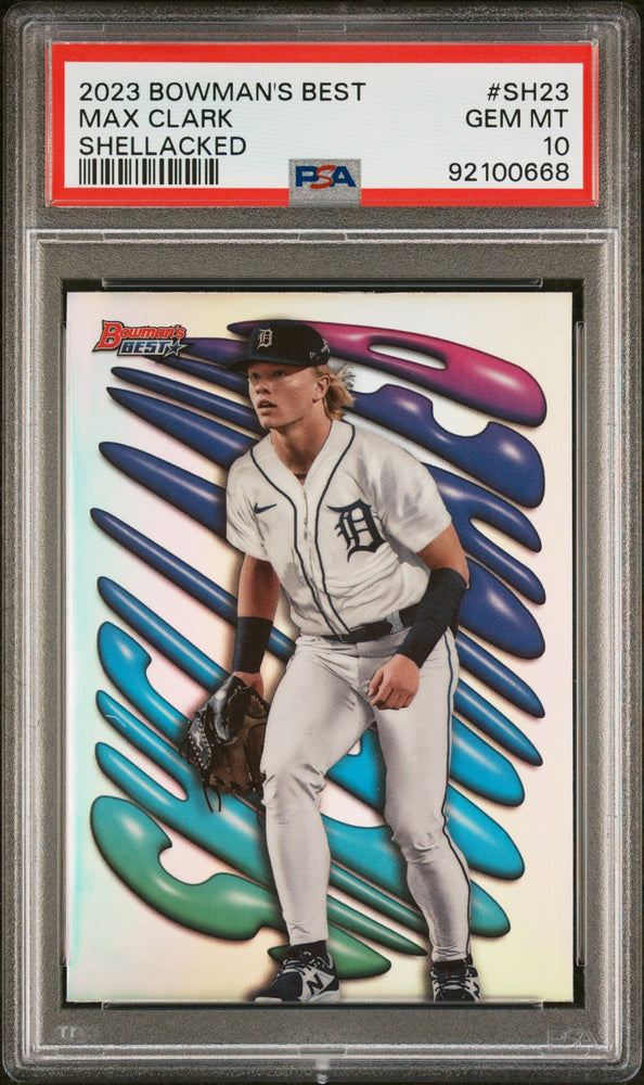 Graded 2023 Topps Bowmans Best Max Clark #SH23 Shellacked Rookie RC Baseball Card PSA 10 Gem Mint (ONLINE ORDER ONLY)