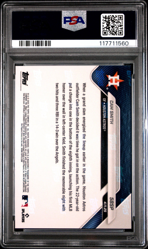Graded 2025 Topps Now Cam Smith #58SP Rookie RC Baseball Card PSA 10 Gem Mint (ONLINE ORDER ONLY)