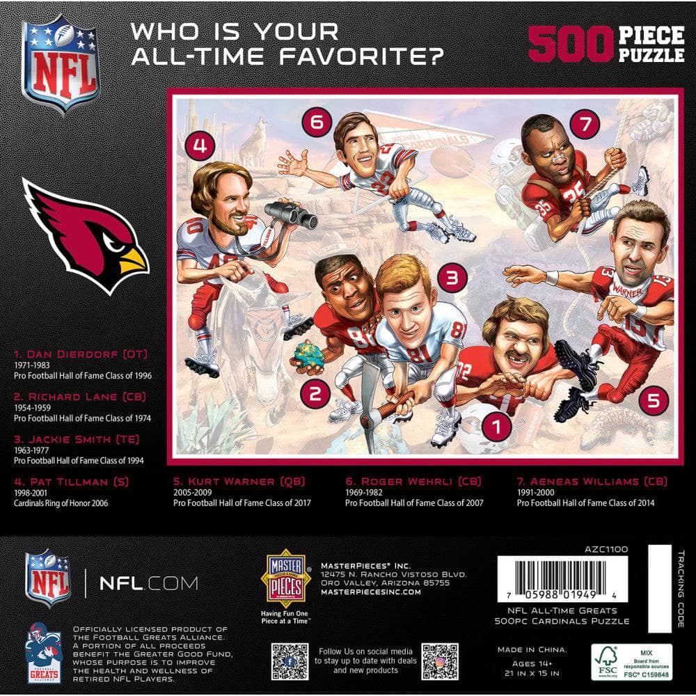 Arizona Cardinals - All-Time Greats 500 Piece Jigsaw Puzzle