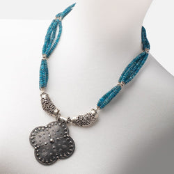 Neon Apatite Antiqued Sterling Silver Necklace (ONLINE ORDER ONLY)