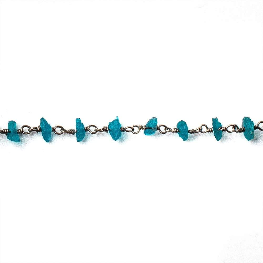 Neon Apatite chips Black Gold on Silver .925 sold by the foot 40 beads per (ONLINE ORDER ONLY)