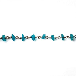 Neon Apatite chips Black Gold on Silver .925 sold by the foot 40 beads per (ONLINE ORDER ONLY)