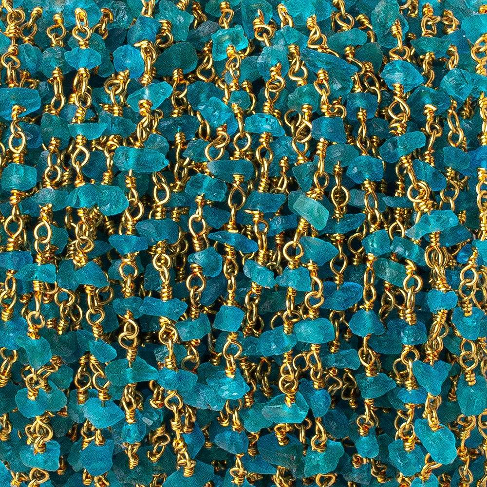 Neon Apatite chips on Vermeil Chain by the foot 40 beads per (ONLINE ORDER ONLY)