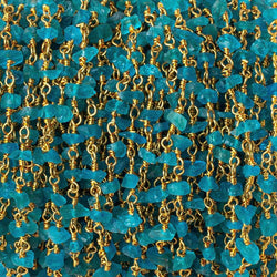 Neon Apatite chips on Vermeil Chain by the foot 40 beads per (ONLINE ORDER ONLY)