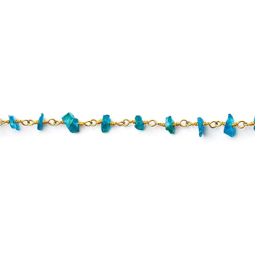 Neon Apatite chips on Vermeil Chain by the foot 40 beads per (ONLINE ORDER ONLY)