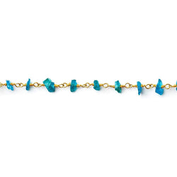 Neon Apatite chips on Vermeil Chain by the foot 40 beads per (ONLINE ORDER ONLY)