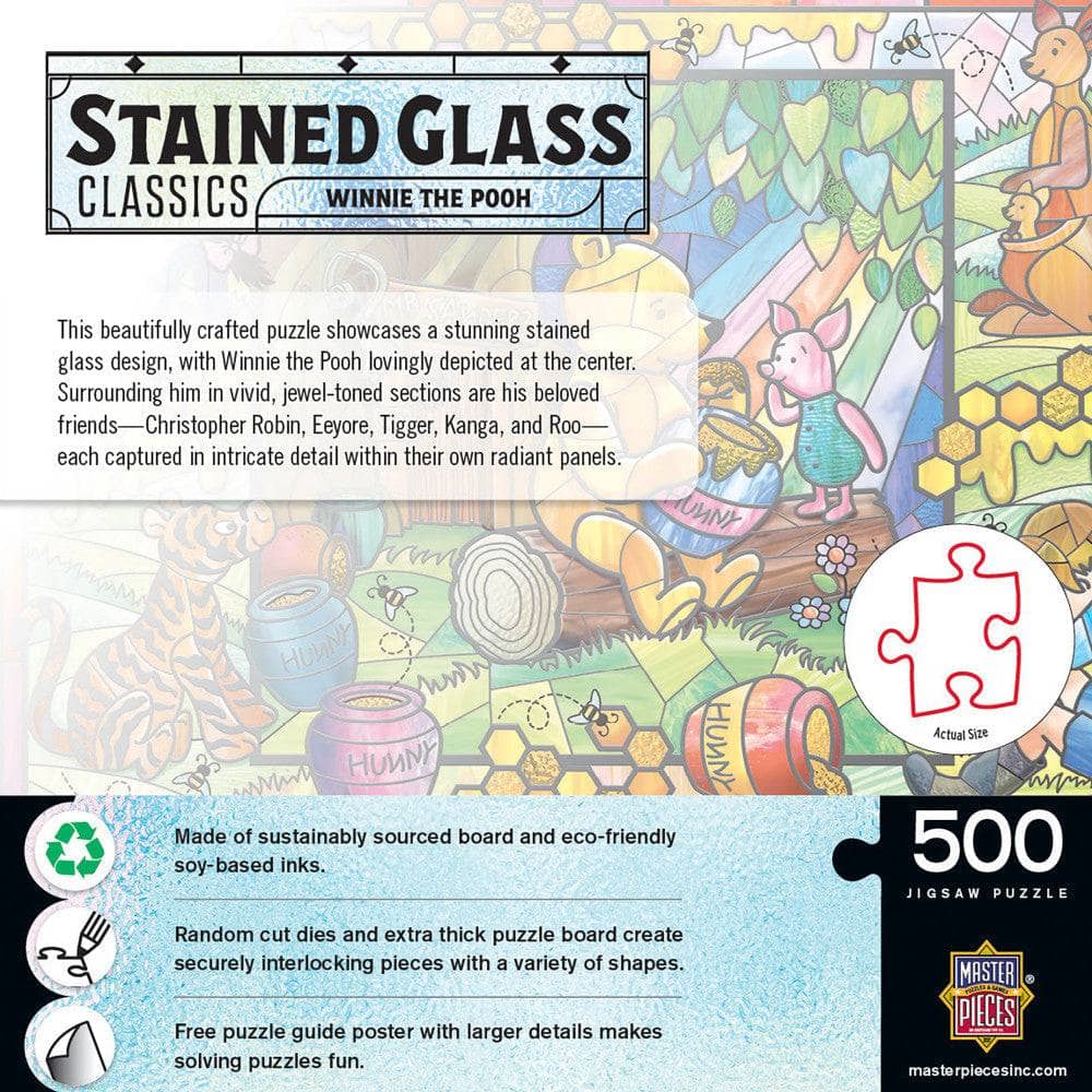 Stained Glass - Winnie the Pooh 500 Piece Jigsaw Puzzle (ONLINE ORDER ONLY)